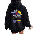 Colombian Girl Usa Heritage American Colombia Flag Women Oversized Hoodie Back Print Black
