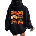Controllers Fall Gaming Video Game Turkey Thanksgiving Boys Women Oversized Hoodie Back Print Black