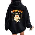 Cute Ghost Reading Library Books Halloween Booooks Women Oversized Hoodie Back Print Black