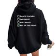 Dance Teacher Therapist Role Model T Dance Women Oversized Hoodie Back Print Black