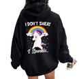 I Don't Sweat I Sparkle Unicorn Christmas Women Oversized Hoodie Back Print Black