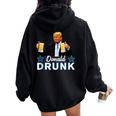 Drinking Presidents Trump 4Th Of July Donald Drunk Women Oversized Hoodie Back Print Black