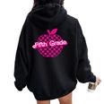 Fifth Grade Pink Checkered Apple Teacher 5Th Grade Women Oversized Hoodie Back Print Black