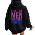 Bi Pride I Like My How I Like My Bisexual Women Oversized Hoodie Back Print Black