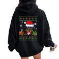 Dog Lovers Rottweiler Santa Hat Ugly Christmas Sweater Women Oversized Hoodie Back Print Black