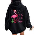 Flamingo Christmas Holiday Tropical Beach Party Women Oversized Hoodie Back Print Black