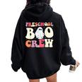 Preschool Boo Crew Halloween Teacher Student Groovy Women Oversized Hoodie Back Print Black