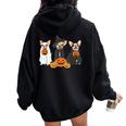 Ghost And Witch Chihuahua Halloween Dog Ghost Pumpkin Women Oversized Hoodie Back Print Black