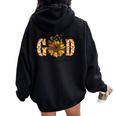 With God All Things Are Possible Christian Fall Thanksgiving Women Oversized Hoodie Back Print Black