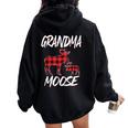 Grandma Moose Red Plaid Buffalo Matching Family Pajama Women Oversized Hoodie Back Print Black
