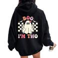 Groovy Boo I'm Two 2Nd Birthday Halloween Ghost Cute Women Oversized Hoodie Back Print Black