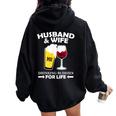Husband And Wife Drinking Buddies For Life Women Oversized Hoodie Back Print Black