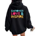 Inspirational Inclusion Empowerment Quote For Teacher Women Oversized Hoodie Back Print Black