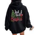 Just A Girl Who Loves Christmas A For Xmas Girls Women Oversized Hoodie Back Print Black