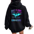 Just A Girl Who Loves Dragons Women Oversized Hoodie Back Print Black