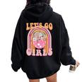 Let's Go Girls Retro Rainbow Cowgirl Disco Bachelorette Women Oversized Hoodie Back Print Black