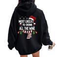 Most Likely To Drink All The Wine Family Christmas Pajamas Women Oversized Hoodie Back Print Black