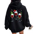 Merry Christmas Wine Lover Red White Alcoholic Drink Grapes Women Oversized Hoodie Back Print Black