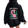 Merry Flaminmas Flamingo Lover Christmas Holiday Season Women Oversized Hoodie Back Print Black
