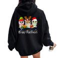 Owl Lover Christmas Owls Ugly Christmas Sweater Women Oversized Hoodie Back Print Black