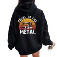 Pedal To The Metal Sewing Machine Quilting Vintage Women Oversized Hoodie Back Print Black