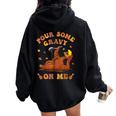 Pour Some Gravy On Me Button Up Groovy Thanksgiving Turkey Women Oversized Hoodie Back Print Black