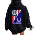 Retired Air Force Technical Sergeant Half Rank & Flag Women Oversized Hoodie Back Print Black
