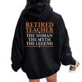 Retired Teacher The Woman The Myth The Legend Women Oversized Hoodie Back Print Black