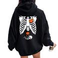 Skeleton Pregnancy Baby X-Ray Halloween Pregnant Mom Women Oversized Hoodie Back Print Black