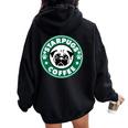 Starpugs Coffee Pug Dog Lover Women Oversized Hoodie Back Print Black