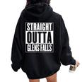Straight Outta Glens Falls Women Oversized Hoodie Back Print Black