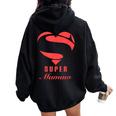 Super Mamaw Superhero Family Christmas Costume Women Oversized Hoodie Back Print Black