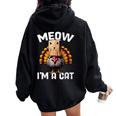 Thanksgiving Turkey Fake Cat Disguise Fall Holiday Women Oversized Hoodie Back Print Black