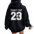 Thanksgiving Turkey Trot Costumes 2023 Fall Marathon Runner Women Oversized Hoodie Back Print Black