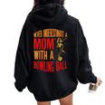 Never Underestimate A Cool Mom With A Bowling Ball Women Oversized Hoodie Back Print Black