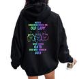 Never Underestimate An Old Lady Who Loves Cats Born In July Women Oversized Hoodie Back Print Black