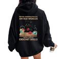 Never Underestimate An Old Woman With Cats Crochet Skills Women Oversized Hoodie Back Print Black