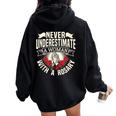 Never Underestimate A Woman With A Rosary Prayer Catholic Women Oversized Hoodie Back Print Black