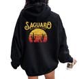Vintage Saguaro National Park Retro Cactus & Sun Women Oversized Hoodie Back Print Black