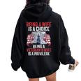 Being A Wife Is A Choice Being A Veteran's Wife Is Privilege Women Oversized Hoodie Back Print Black