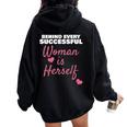 Wife Mom Boss Behind Every Successful Woman Is Herself Women Oversized Hoodie Back Print Black