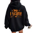 Yes I Yam She's My Sweet Potato Couple Matching Thanksgiving Women Oversized Hoodie Back Print Black