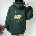 Angie Name Personalized Retro Mama Bear Women Oversized Hoodie Back Print Forest