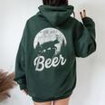 Bear Deer Beer Day Drinking Adult Humor Women Oversized Hoodie Back Print Forest