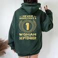 Birthday Never Underestimate A Woman Born In September Women Oversized Hoodie Back Print Forest