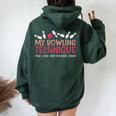 My Bowling Technique Fun Humor Bowler Player Team Women Women Oversized Hoodie Back Print Forest