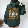 Chillin With My Dialysis Gnomies Nurse Gnome Thanksgiving Women Oversized Hoodie Back Print Forest