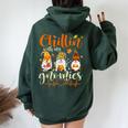 Chillin With My Gnomies Nurse Gnome Happy Thanksgiving Fall Women Oversized Hoodie Back Print Forest