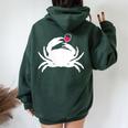 Crab Ocean Wine Cruise Vacation Lovers Drinking Women Oversized Hoodie Back Print Forest