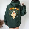 Cute Ghost Reading Library Books Halloween Booooks Women Oversized Hoodie Back Print Forest